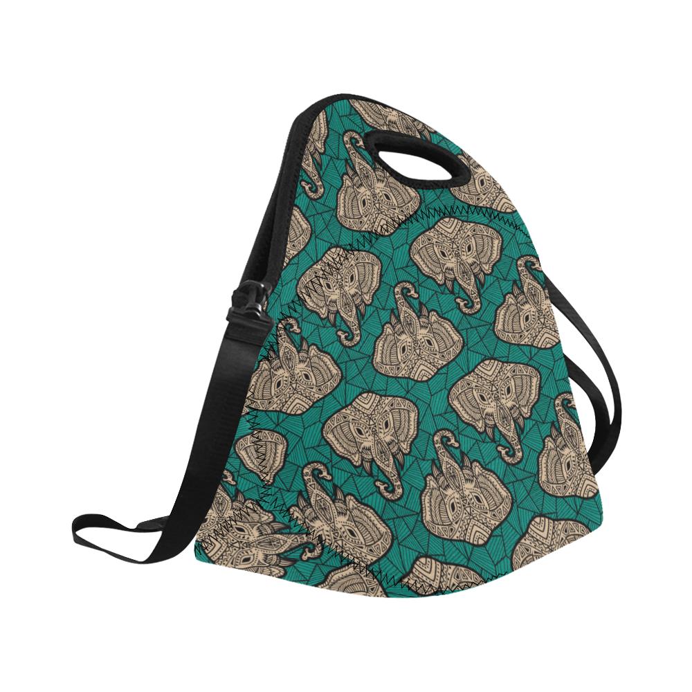 Boho Head Elephant Neoprene Lunch Bag (Model 1669)(Large)-JTAMIGO.COM