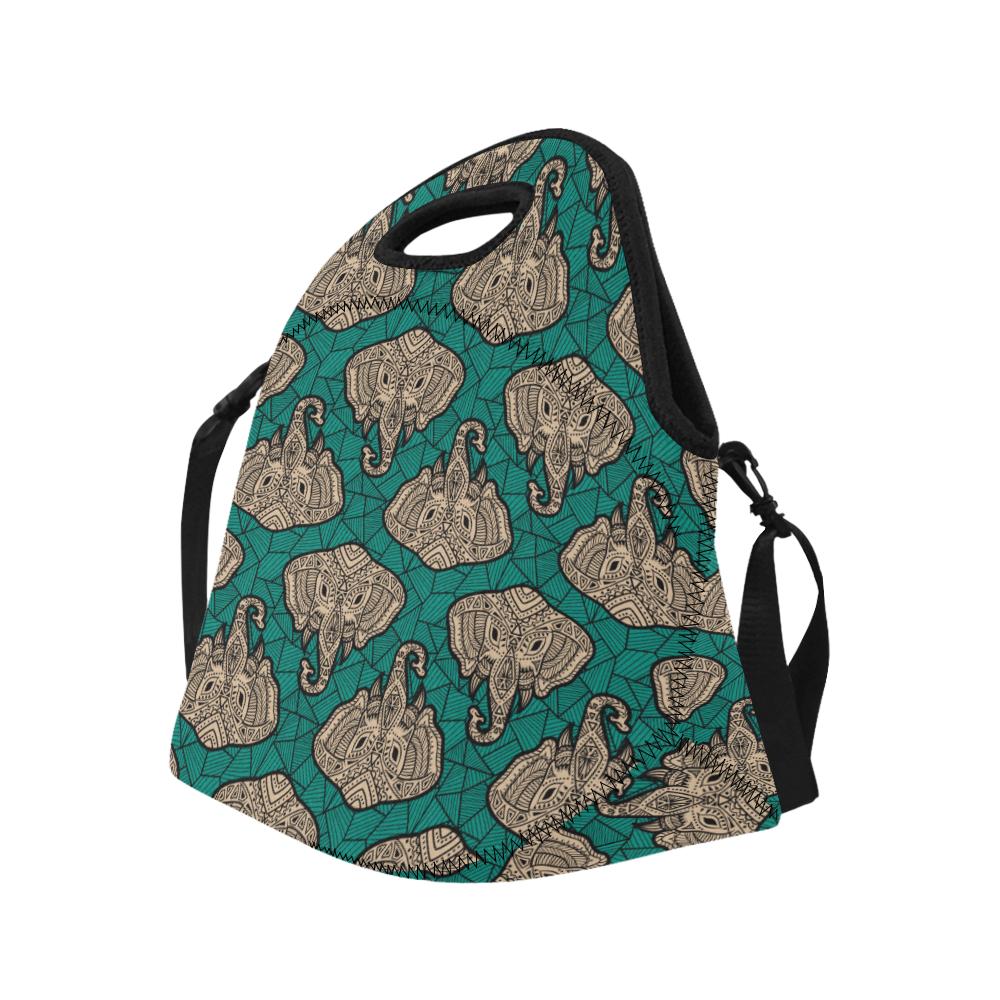 Boho Head Elephant Neoprene Lunch Bag (Model 1669)(Large)-JTAMIGO.COM