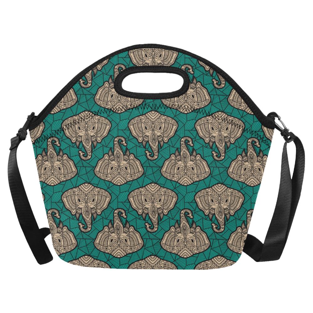 Boho Head Elephant Neoprene Lunch Bag (Model 1669)(Large)-JTAMIGO.COM