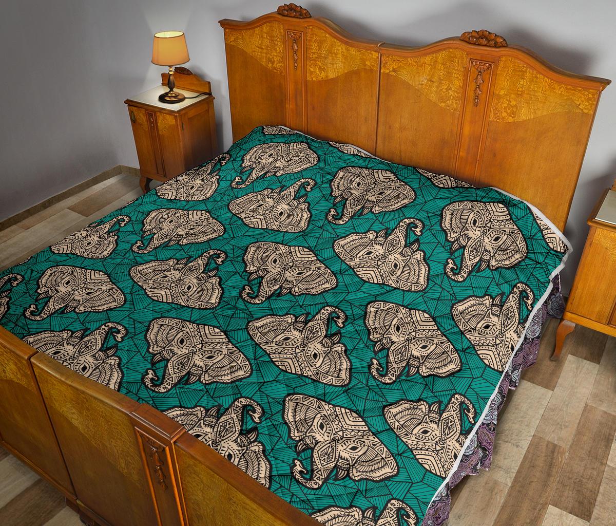 Boho Head Elephant Premium Quilt-JTAMIGO.COM