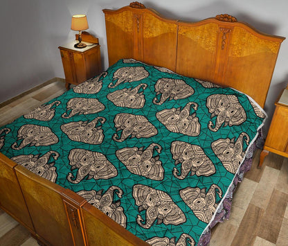Boho Head Elephant Premium Quilt-JTAMIGO.COM