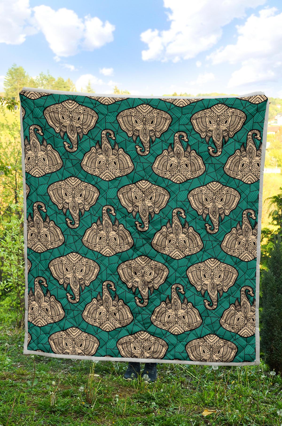 Boho Head Elephant Premium Quilt-JTAMIGO.COM