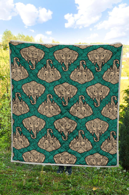Boho Head Elephant Premium Quilt-JTAMIGO.COM