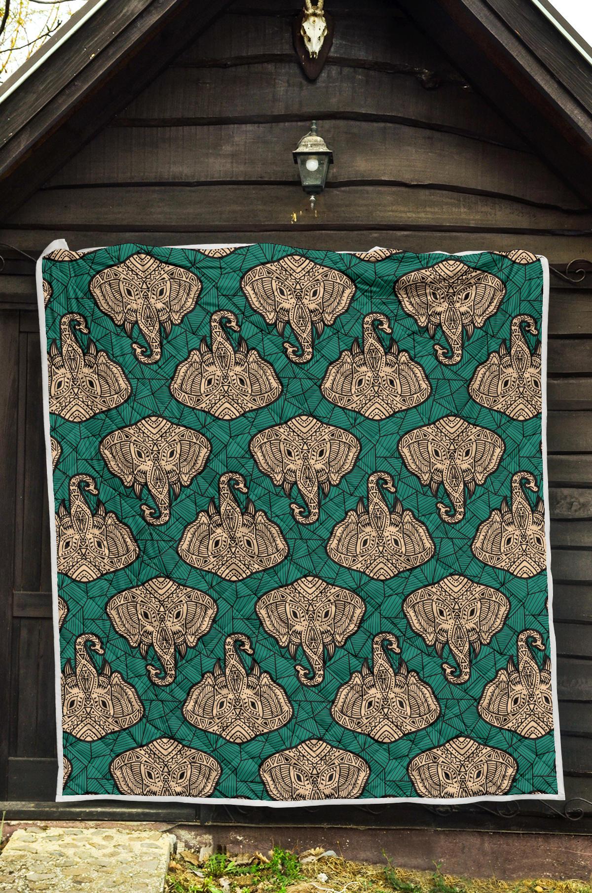 Boho Head Elephant Premium Quilt-JTAMIGO.COM