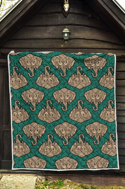 Boho Head Elephant Premium Quilt-JTAMIGO.COM