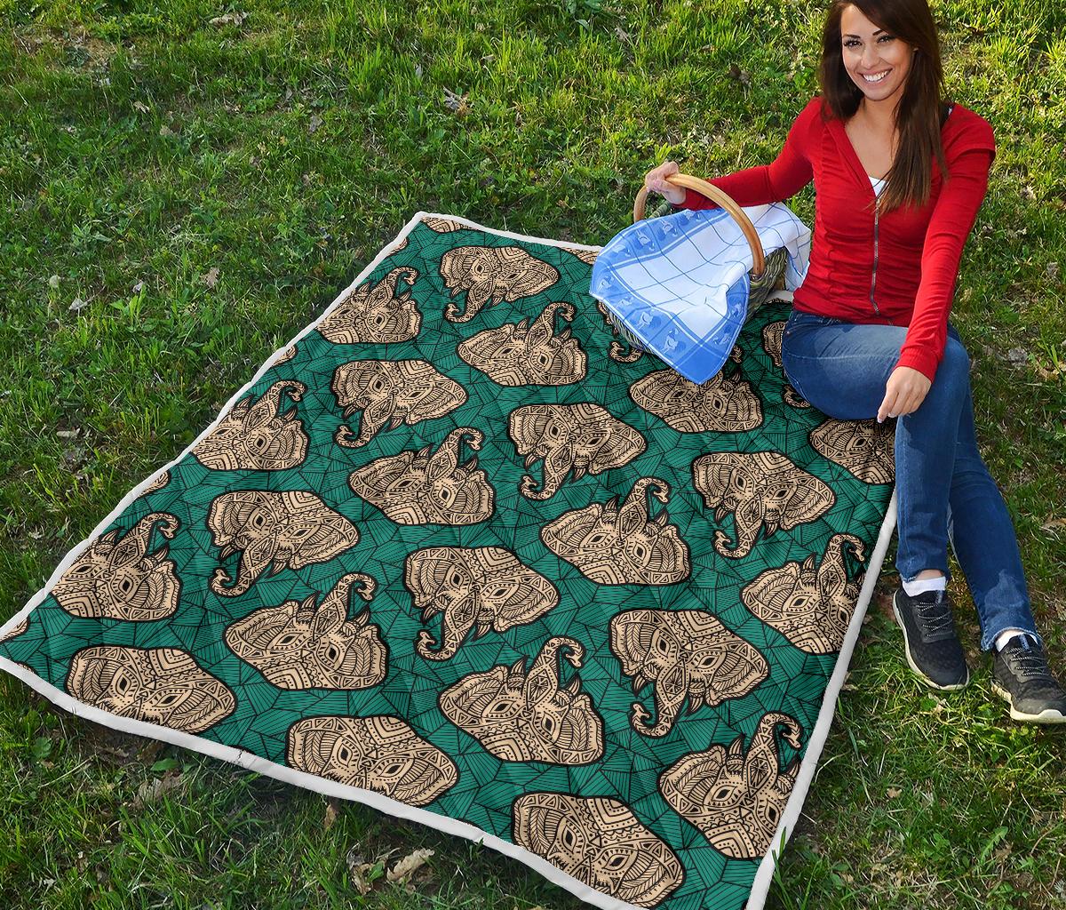 Boho Head Elephant Premium Quilt-JTAMIGO.COM