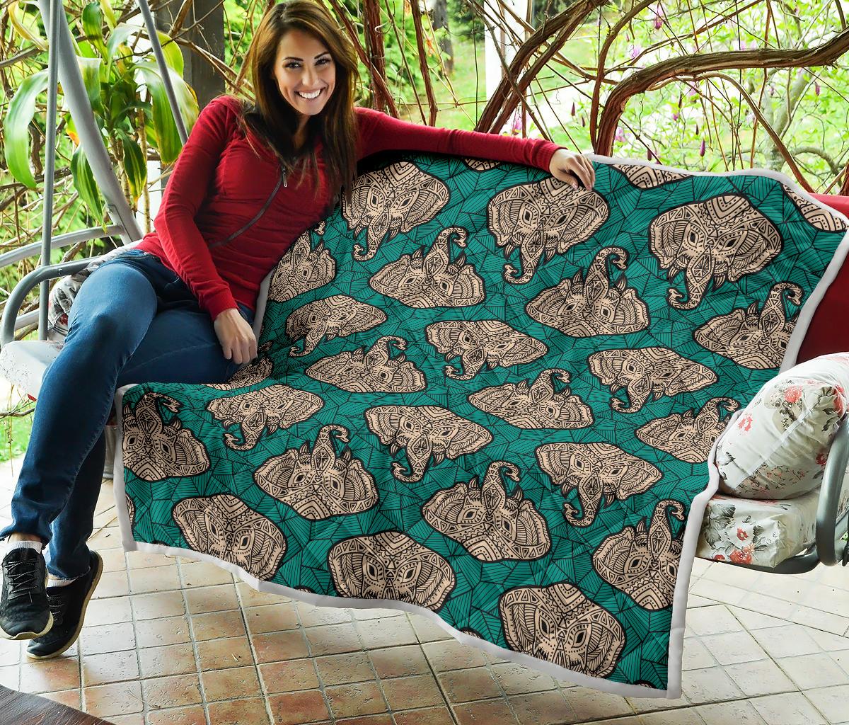 Boho Head Elephant Premium Quilt-JTAMIGO.COM