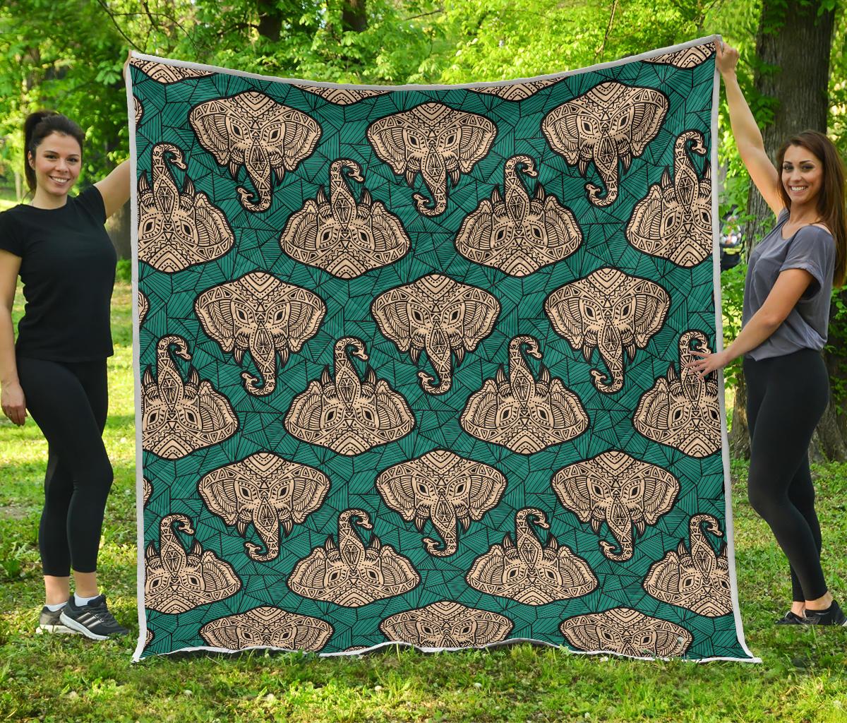 Boho Head Elephant Premium Quilt-JTAMIGO.COM