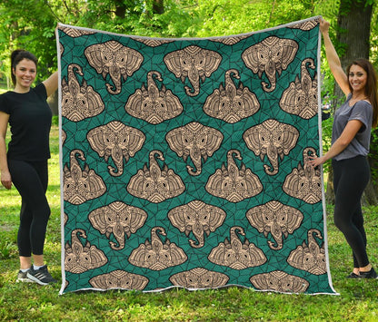 Boho Head Elephant Premium Quilt-JTAMIGO.COM