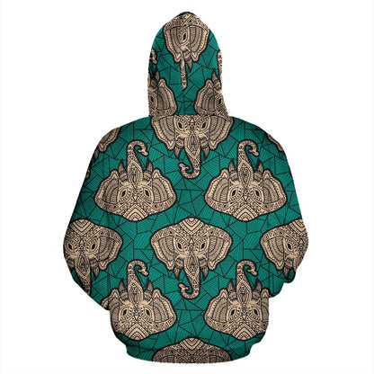 Boho Head Elephant Pullover Hoodie