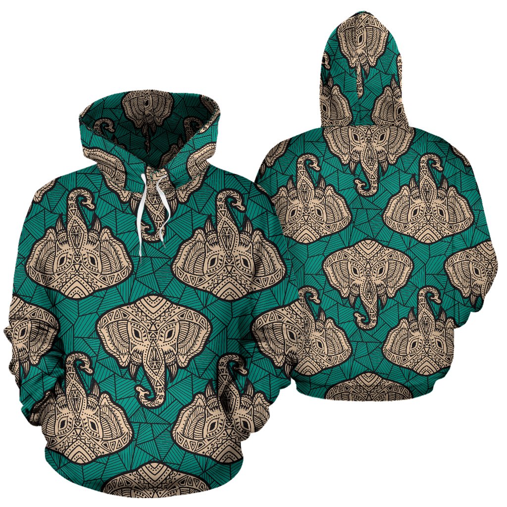 Boho Head Elephant Pullover Hoodie