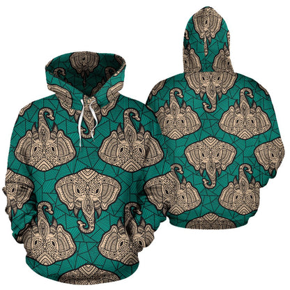 Boho Head Elephant Pullover Hoodie