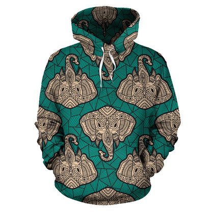 Boho Head Elephant Pullover Hoodie