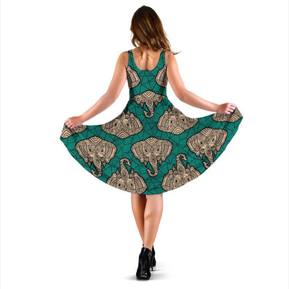 Boho Head Elephant Sleeveless Dress