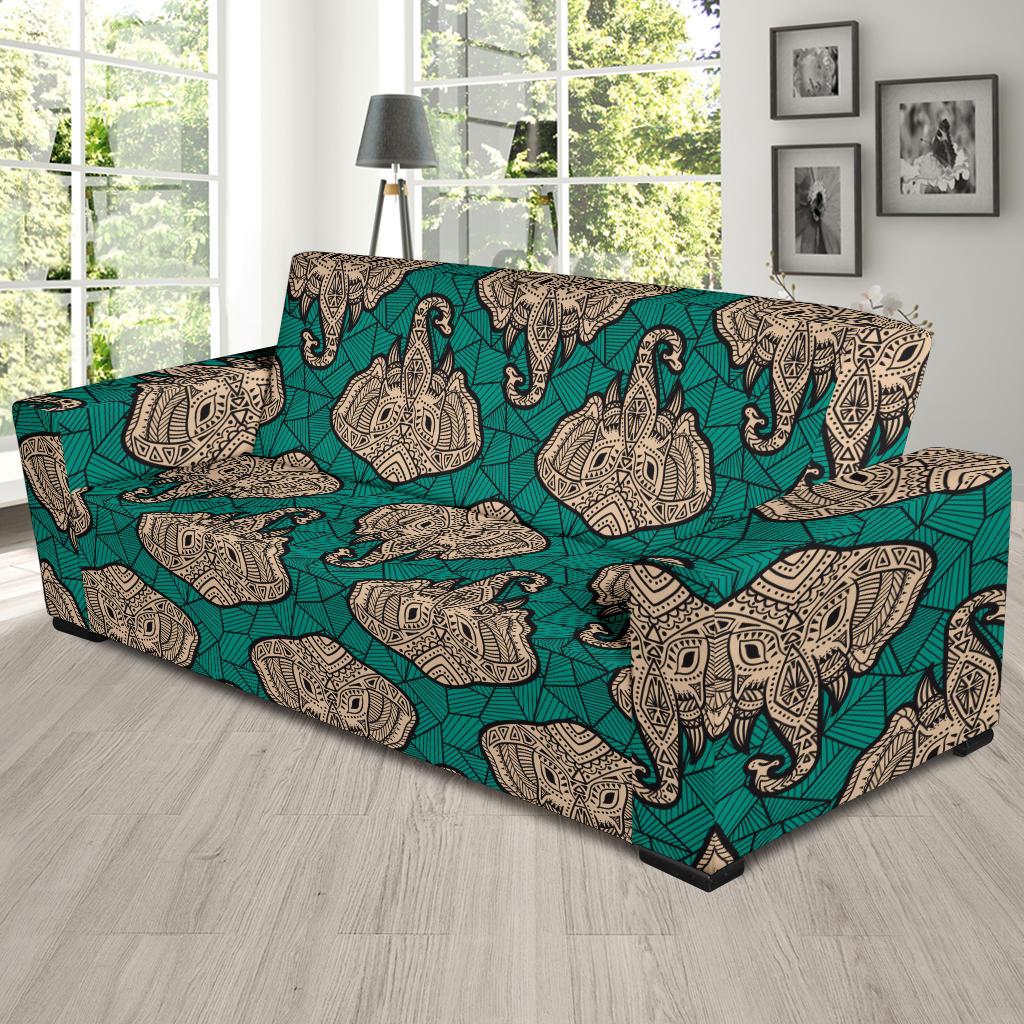 Boho Head Elephant Sofa Slipcover-JTAMIGO.COM