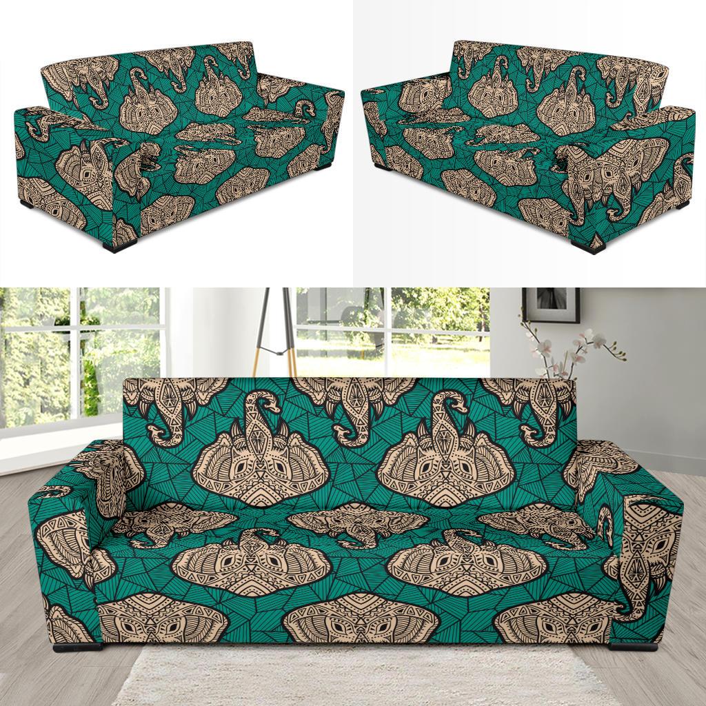 Boho Head Elephant Sofa Slipcover-JTAMIGO.COM