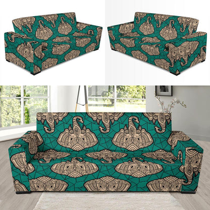 Boho Head Elephant Sofa Slipcover-JTAMIGO.COM