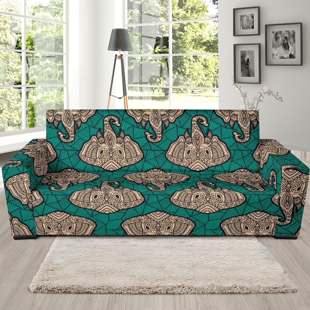 Boho Head Elephant Sofa Slipcover-JTAMIGO.COM