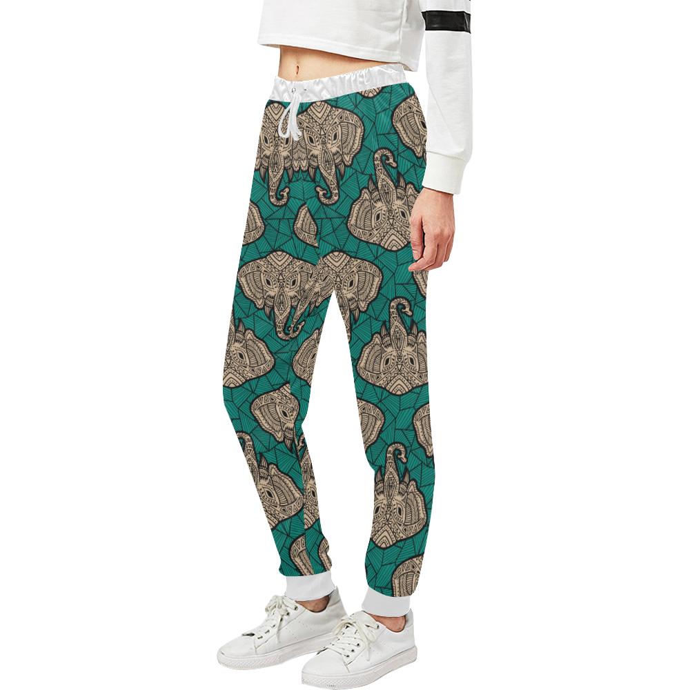 Boho Head Elephant Unisex Casual Sweatpants (Model L11)-JTAMIGO.COM