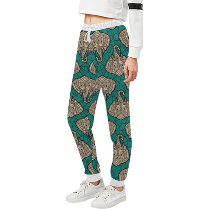 Boho Head Elephant Unisex Casual Sweatpants (Model L11)-JTAMIGO.COM