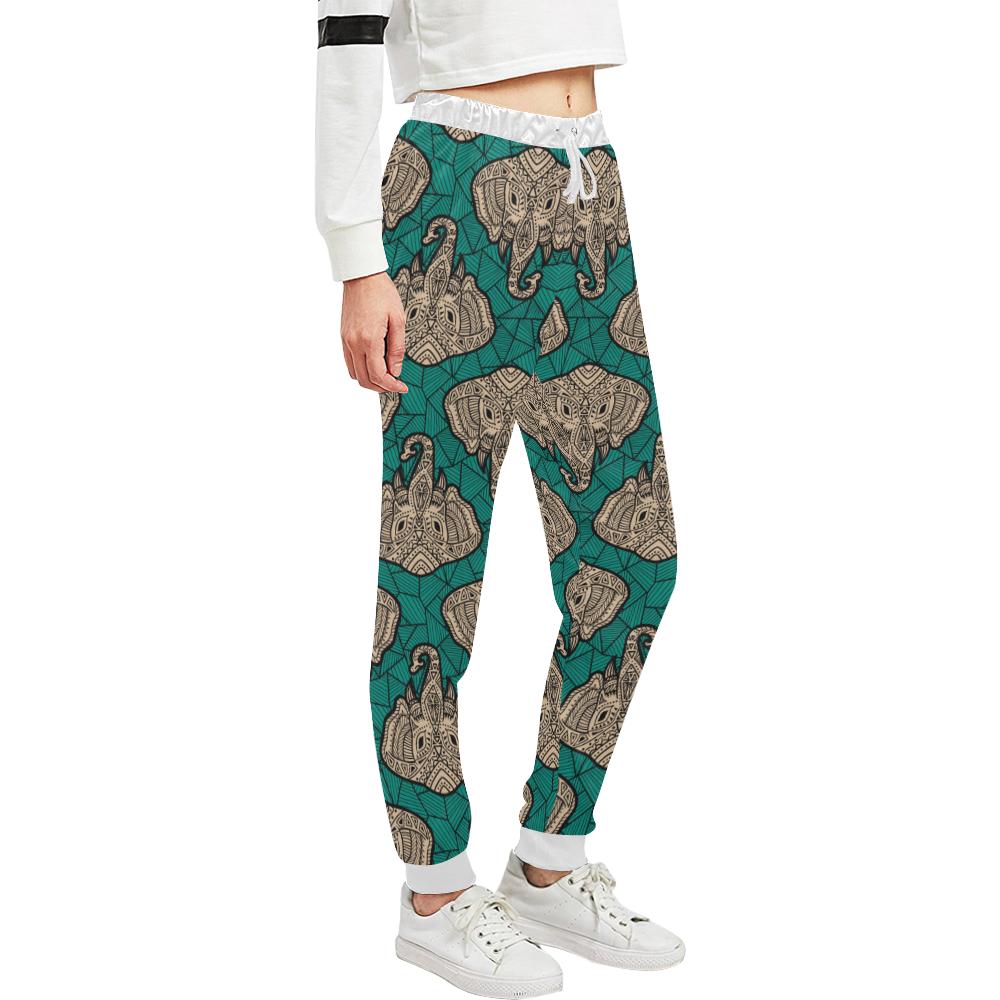 Boho Head Elephant Unisex Casual Sweatpants (Model L11)-JTAMIGO.COM