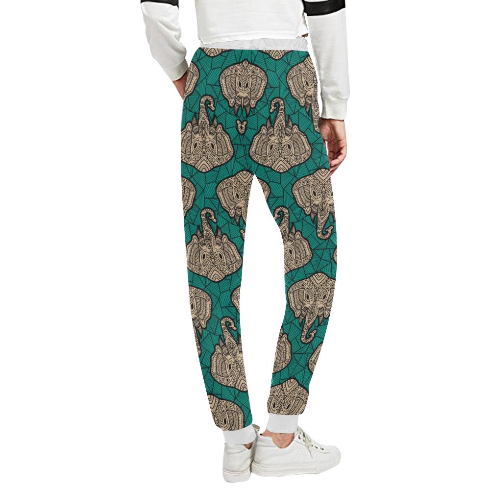 Boho Head Elephant Unisex Casual Sweatpants (Model L11)-JTAMIGO.COM