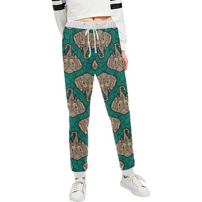 Boho Head Elephant Unisex Casual Sweatpants (Model L11)-JTAMIGO.COM