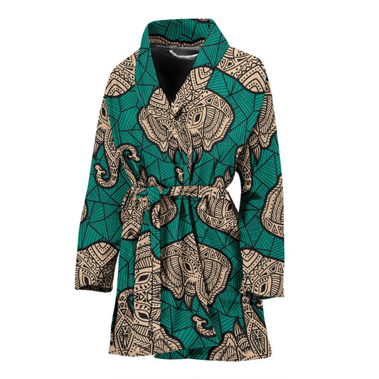 Boho Head Elephant Women Bath Robe-JTAMIGO.COM