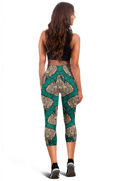 Boho Head Elephant Women Capris