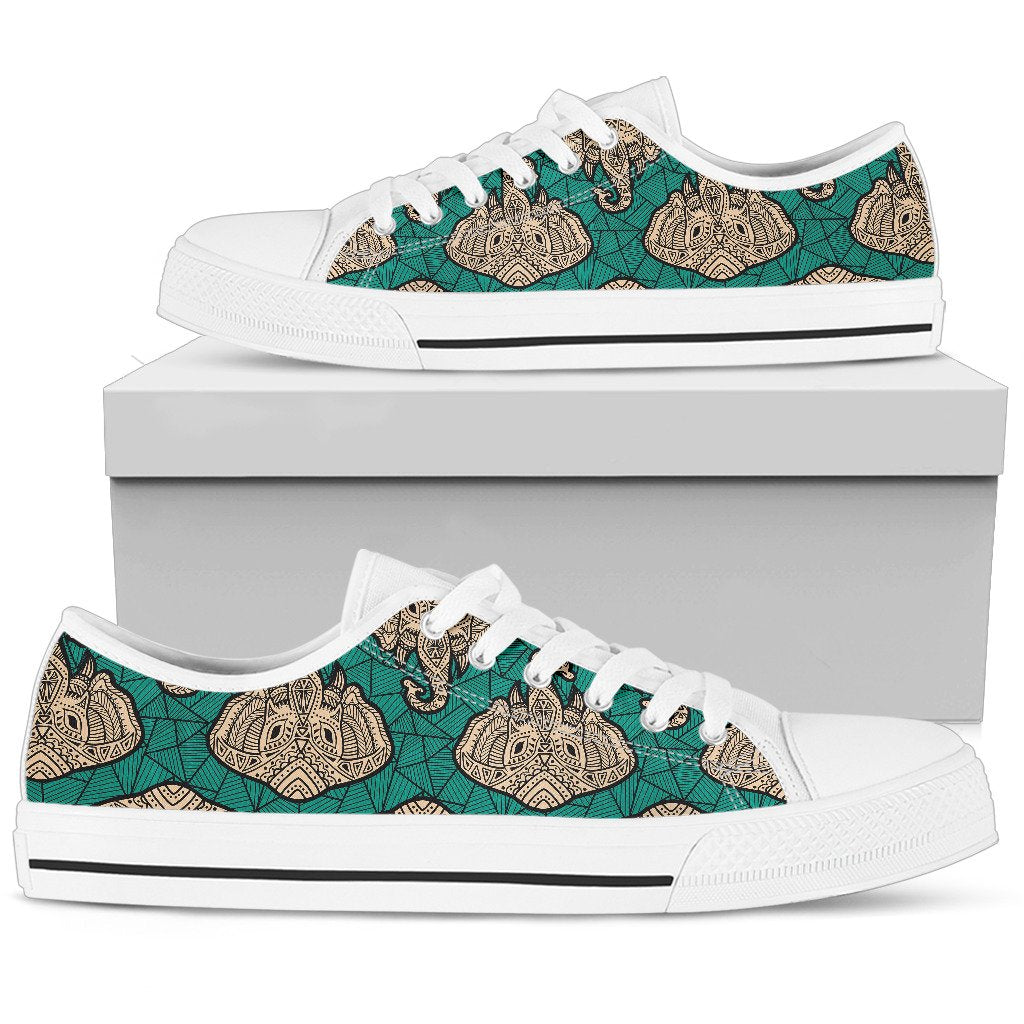 Boho Head Elephant Women Low Top Shoes