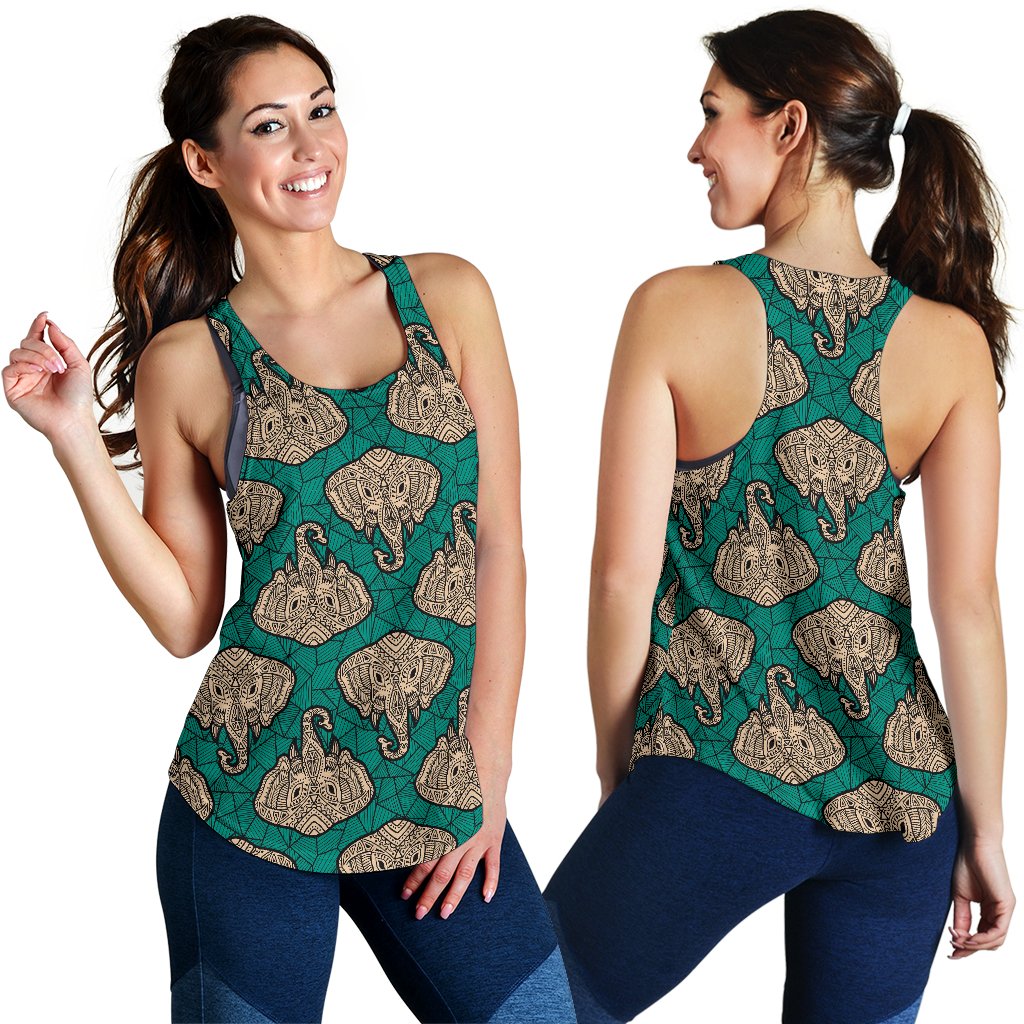 Boho Head Elephant Women Racerback Tank Top