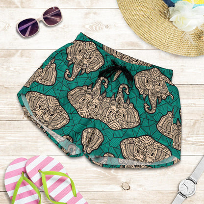 Boho Head Elephant Women Shorts-JTAMIGO.COM