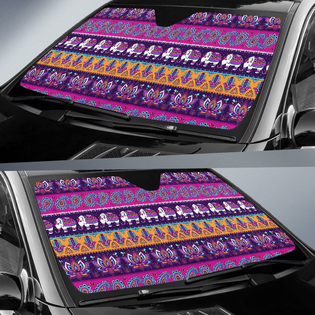 Boho Indian Style Pattern Car Sun Shade For Windshield