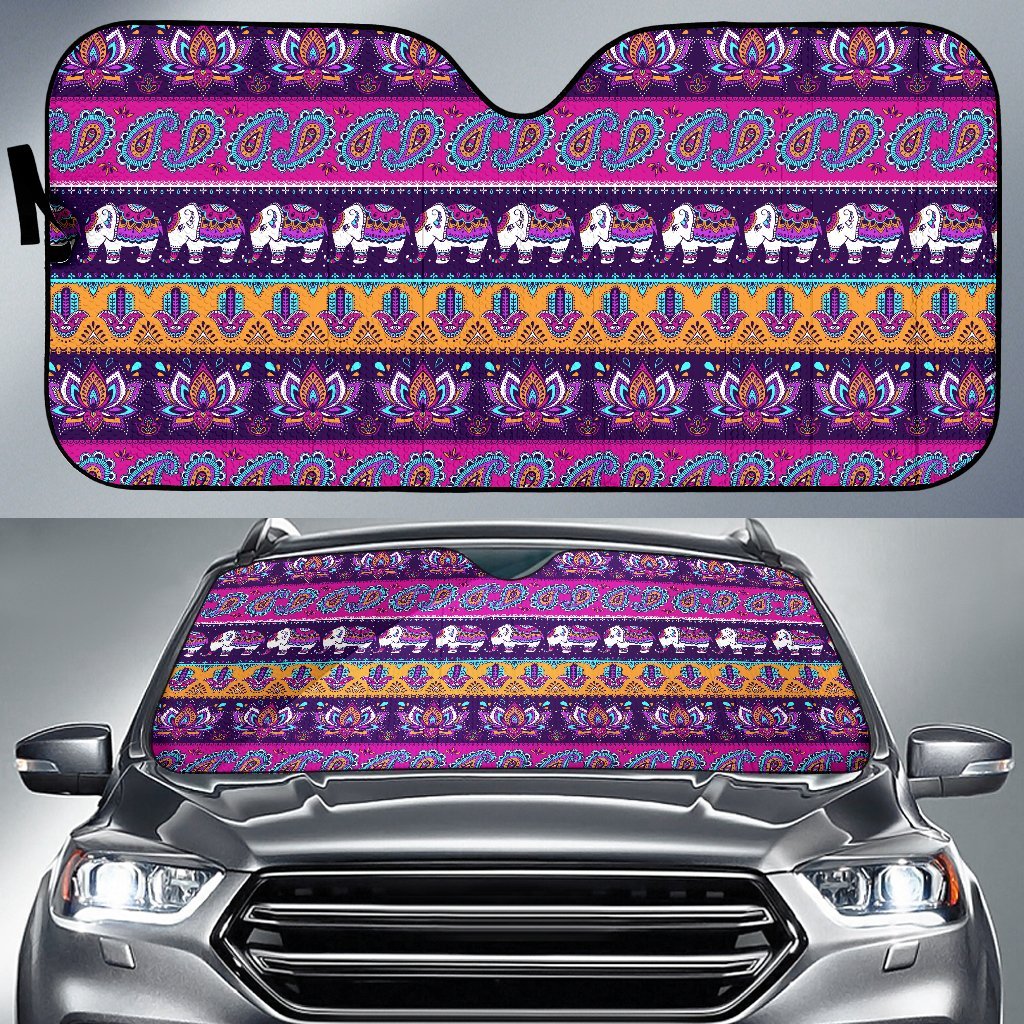 Boho Indian Style Pattern Car Sun Shade For Windshield