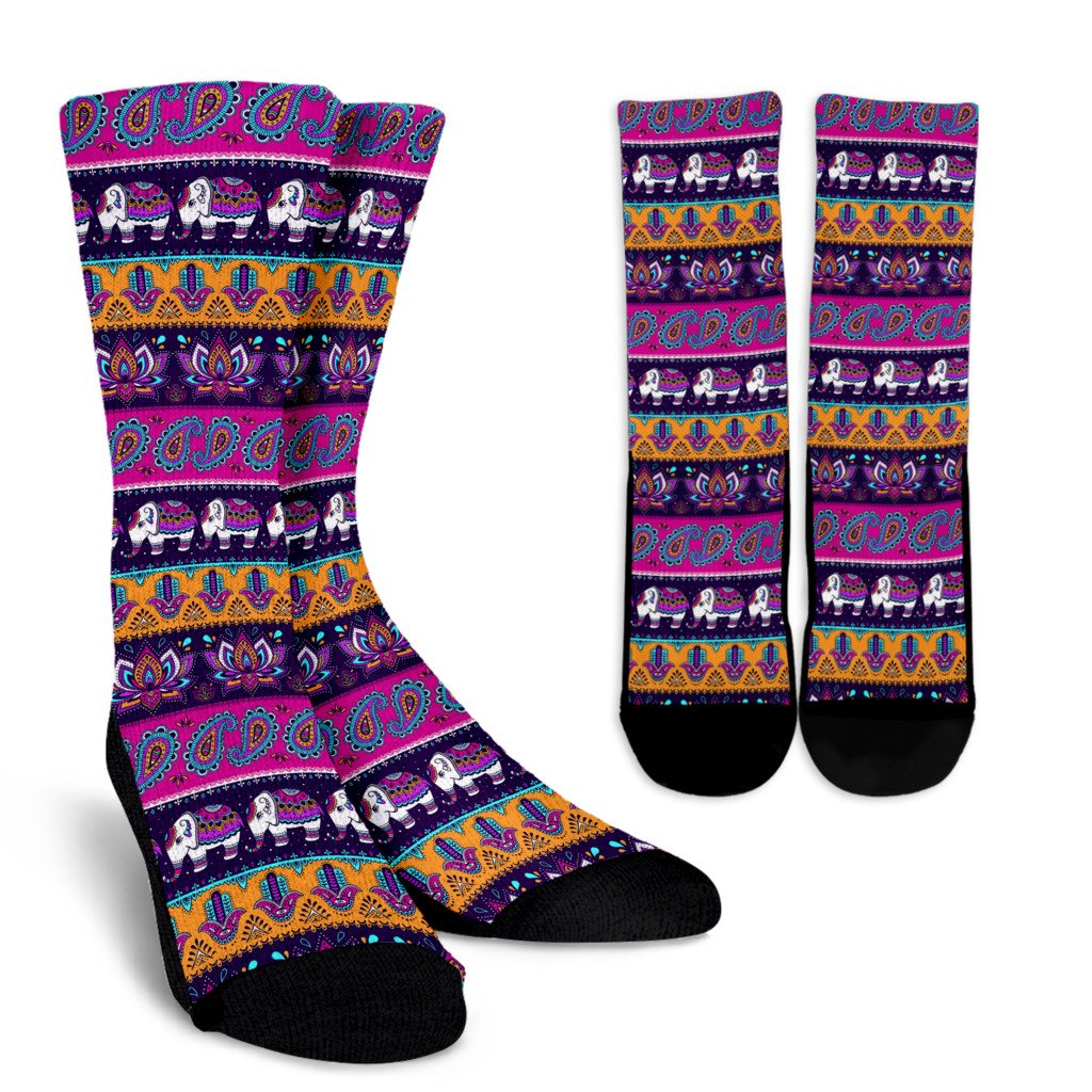 Boho Indian Style Pattern Crew Socks
