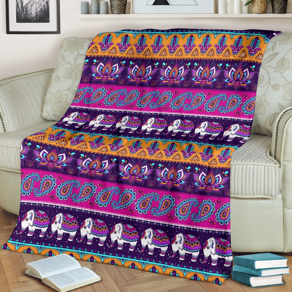 Boho Indian Style Pattern Fleece Blanket