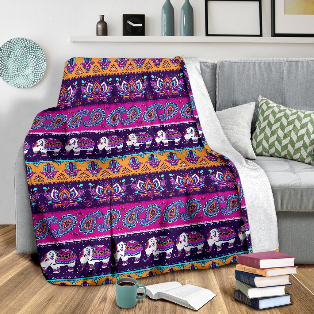 Boho Indian Style Pattern Fleece Blanket
