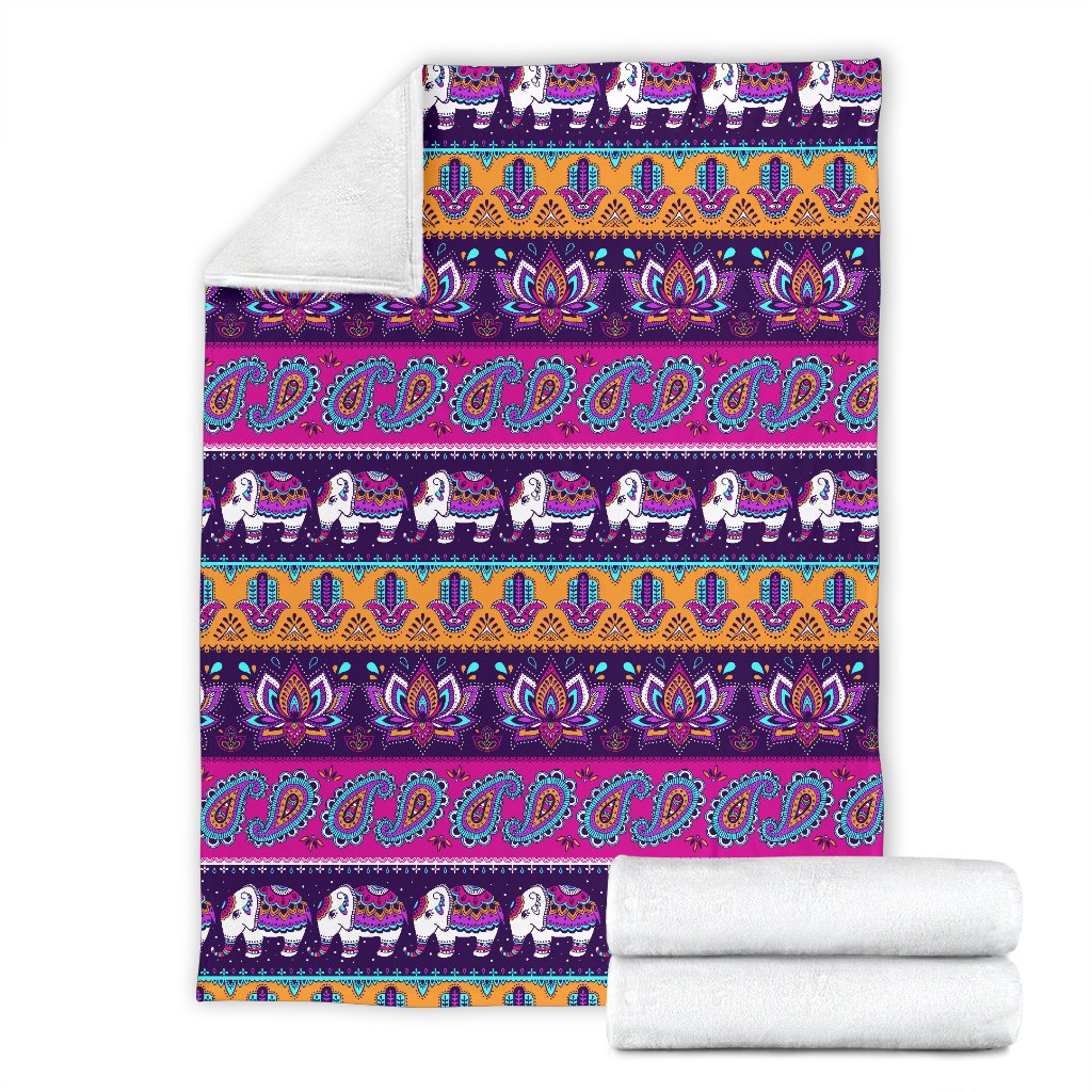 Boho Indian Style Pattern Fleece Blanket