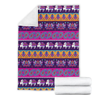 Boho Indian Style Pattern Fleece Blanket