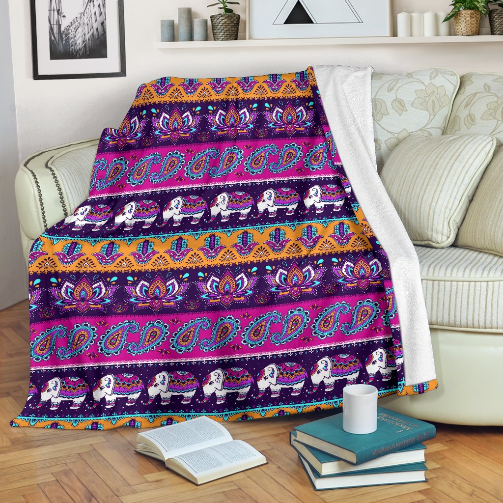 Boho Indian Style Pattern Fleece Blanket