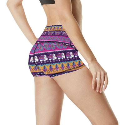 Boho Indian Style Pattern High Waisted Spandex Shorts-JTAMIGO.COM