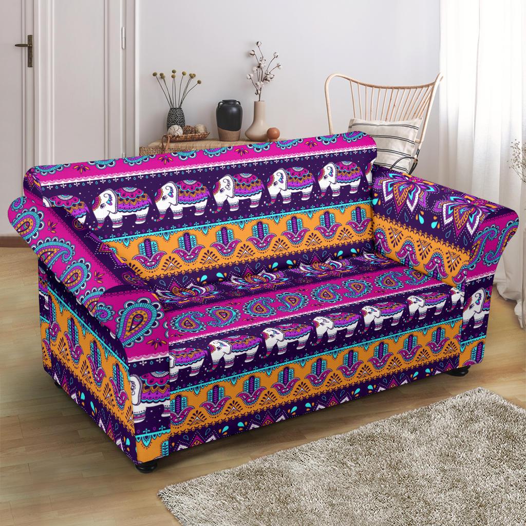 Boho Indian Style Pattern Loveseat Slipcover-JTAMIGO.COM