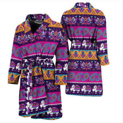 Boho Indian Style Pattern Men Bath Robe-JTAMIGO.COM