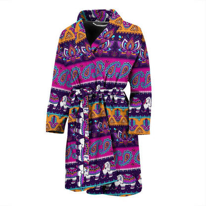Boho Indian Style Pattern Men Bath Robe-JTAMIGO.COM