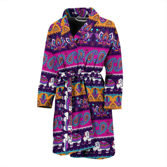 Boho Indian Style Pattern Men Bath Robe-JTAMIGO.COM