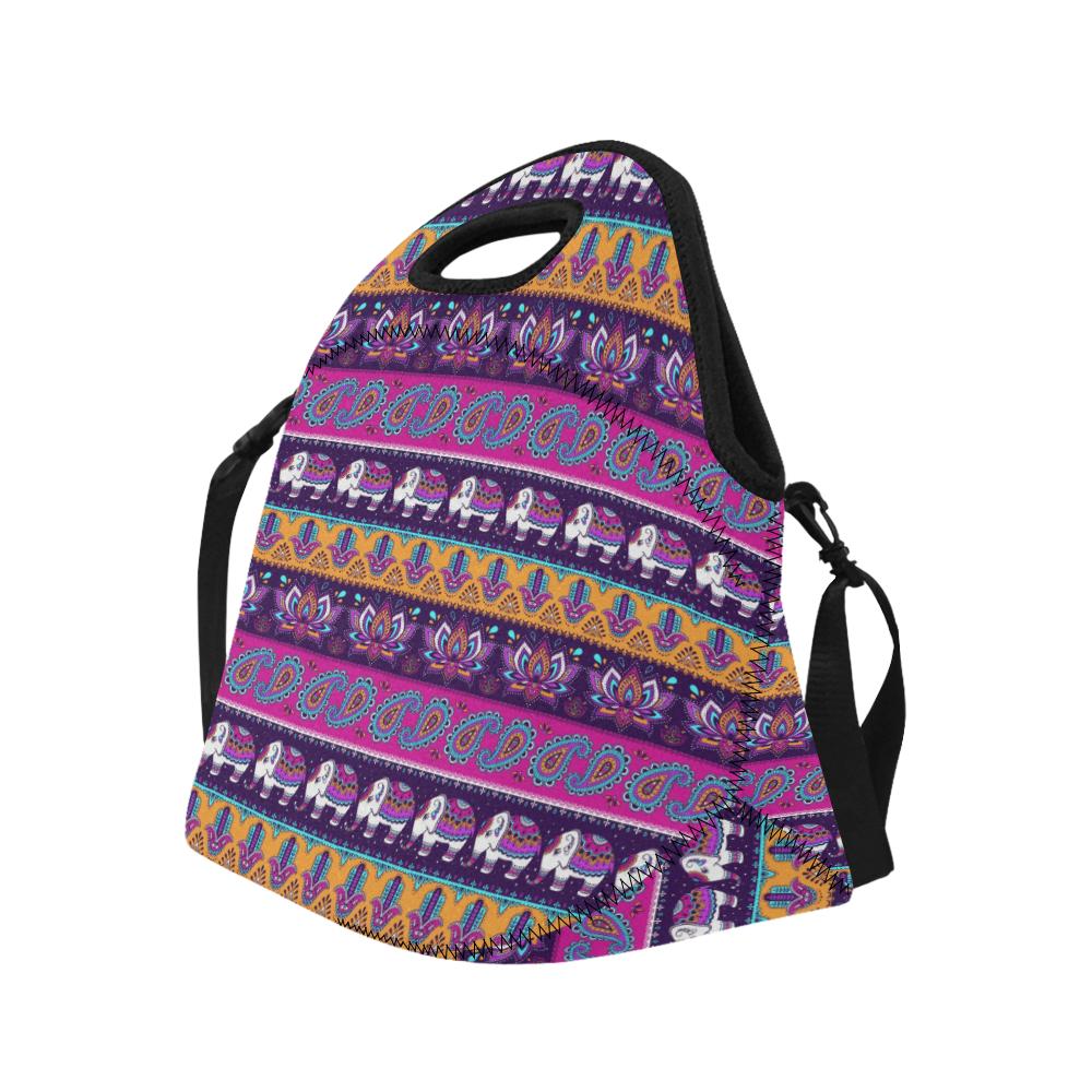 Boho Indian Style Pattern Neoprene Lunch Bag (Model 1669)(Large)-JTAMIGO.COM