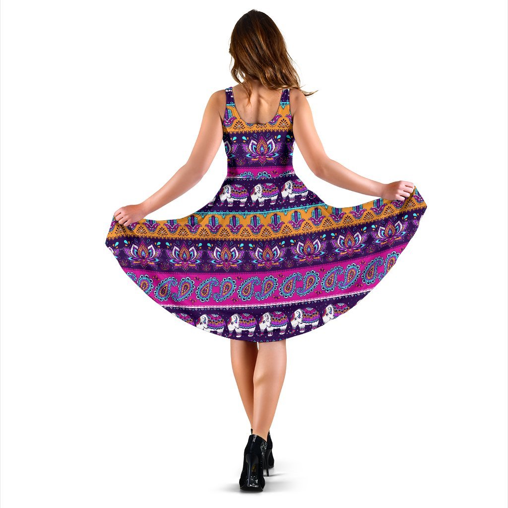 Boho Indian Style Pattern Sleeveless Dress