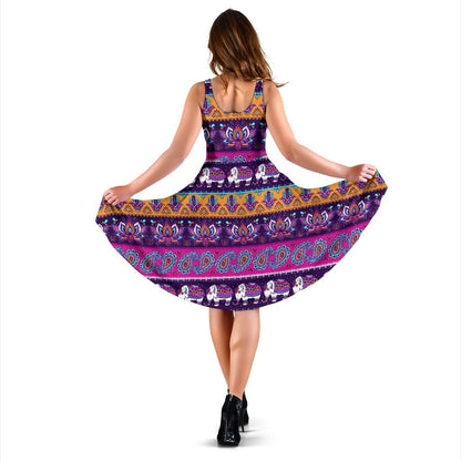 Boho Indian Style Pattern Sleeveless Dress