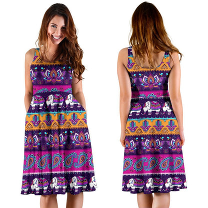 Boho Indian Style Pattern Sleeveless Dress