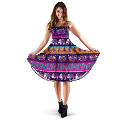 Boho Indian Style Pattern Sleeveless Dress